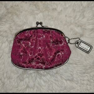Coach Rare vintage y2k pink silver metallic kisslock coin pouch